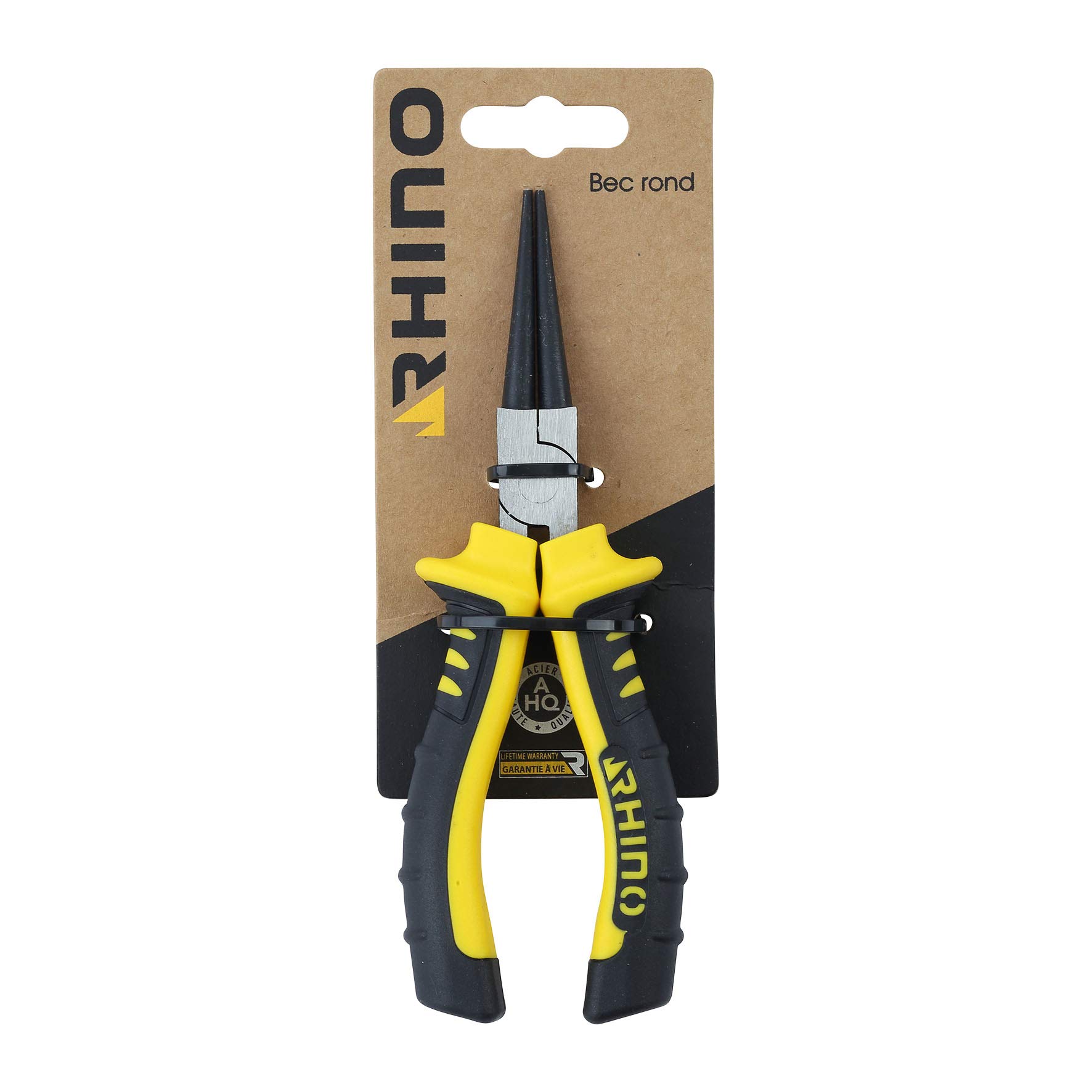 RHINO Universal Round Nose Pliers 160 mm Made of Steel Length 160 mm Two-Material Handle, Long Life