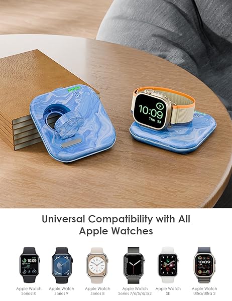 ZIKUREL PORTABLE FOR APPLE WATCH CHARGER 2000MAH – FOLDABLE MAGNETIC FOR SERIES 2-10/SE/ULTRA1/2, EMERGENCY BACKUP CHARGER WITH TYPE-C TRAVEL CABLE