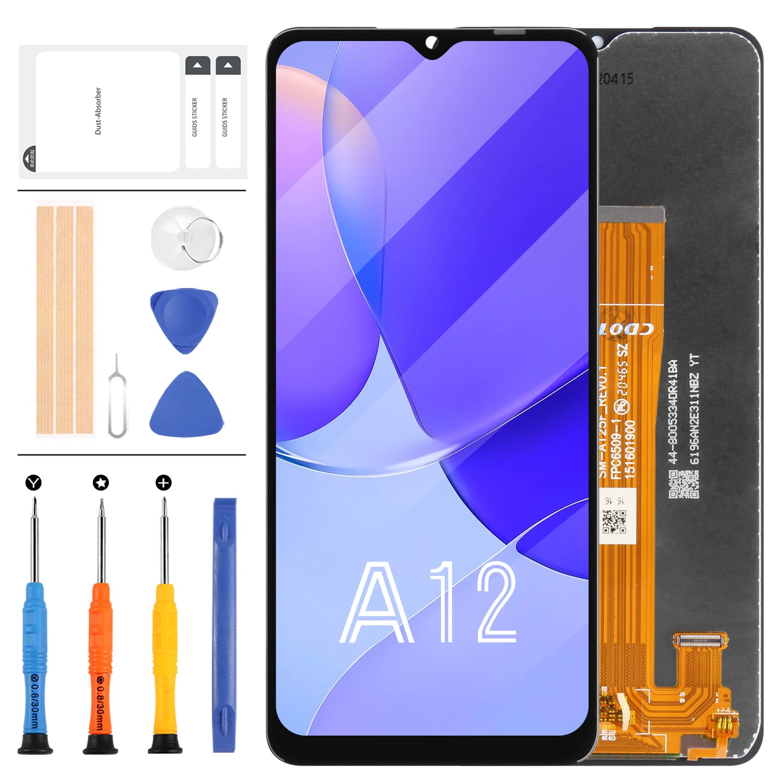 For Samsung Galaxy A12 A125 Screen Replacement SM-A125 A125F A125U A125M A125F/DS A125F/DSN LCD Display Touch Digitizer Full Glass Assembly Parts Kits,with Free Repair Tools