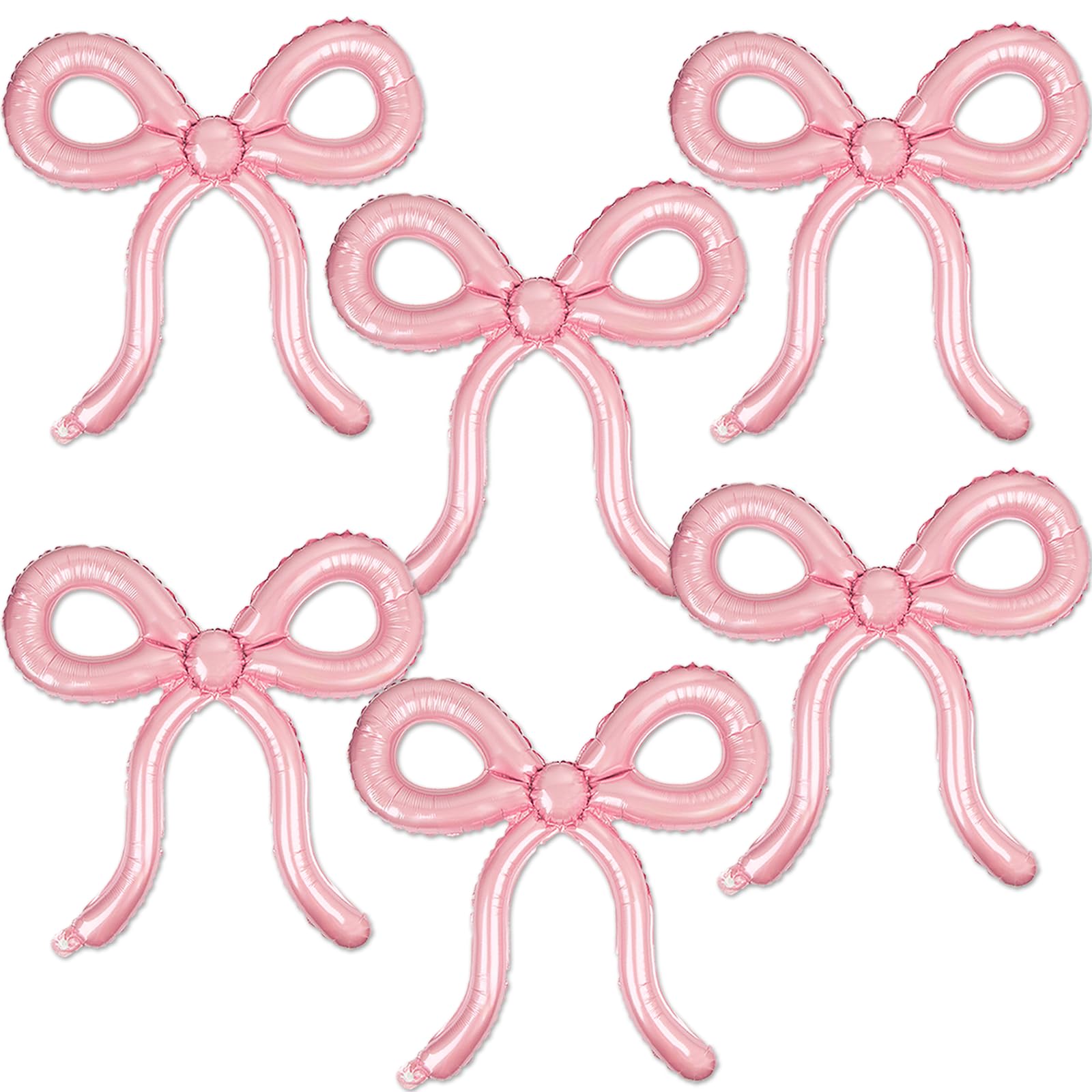 Photo 1 of 6 Pcs Pink Bow Balloons Bow Birthday Decorations for Girls Women Bow Theme Birthday Party Decorations for Bridal Shower Baby Shower Engagement Bachelorette Party Supplies 26 x 24 Inch