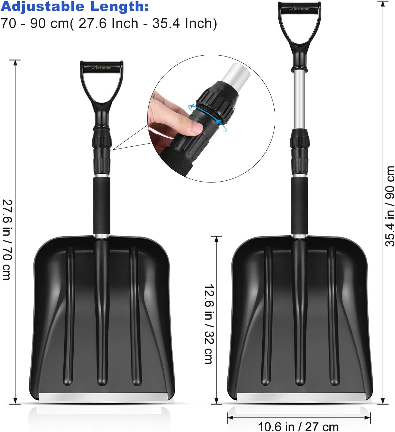 Snow Shovel for Car, Portable Snow Shovel with Adjustable Handle and