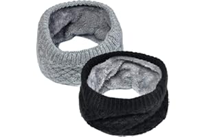 LO SHOKIM Neck Warmer Men Fleece Neck Gaiter Women Scarf Winter Double-layer Thick Circle Loop Infinity Scarf Warm Windproof