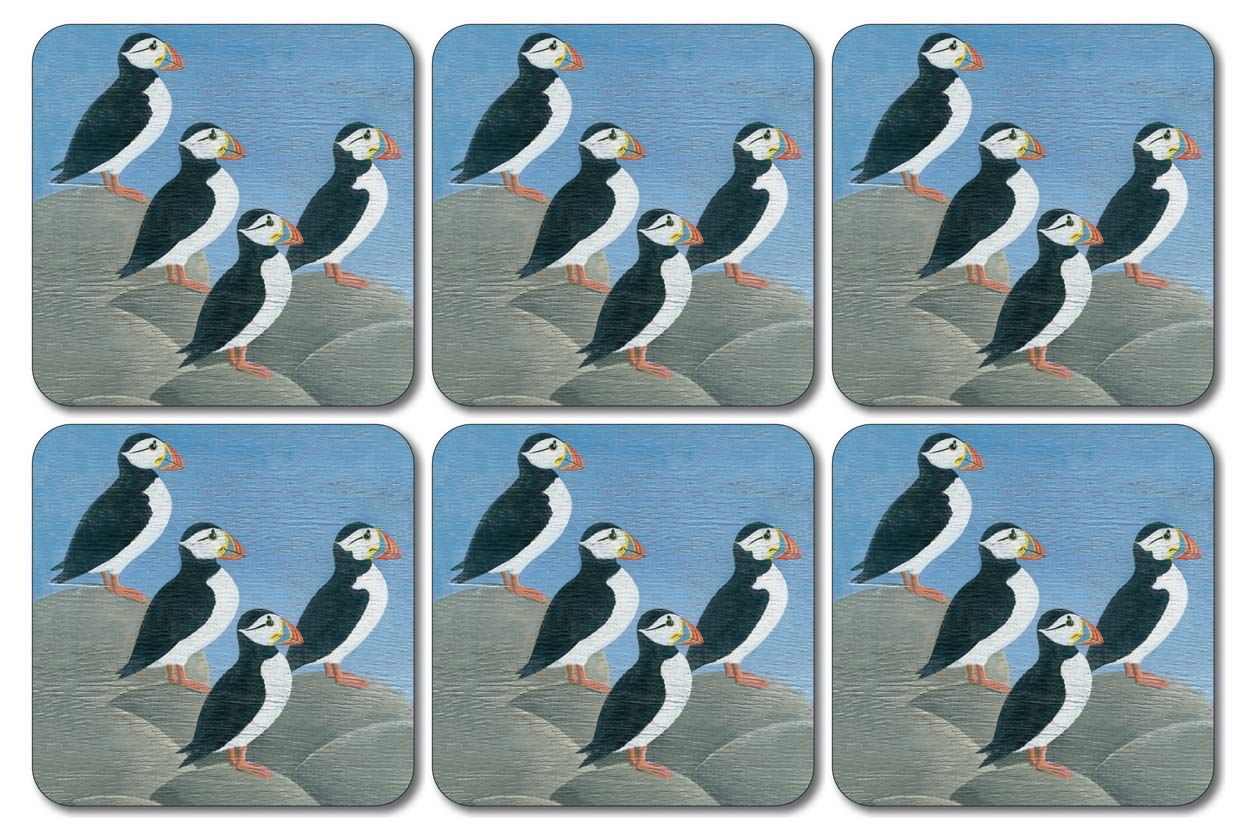 Castle Melamine Puffins Coasters - Set of 6