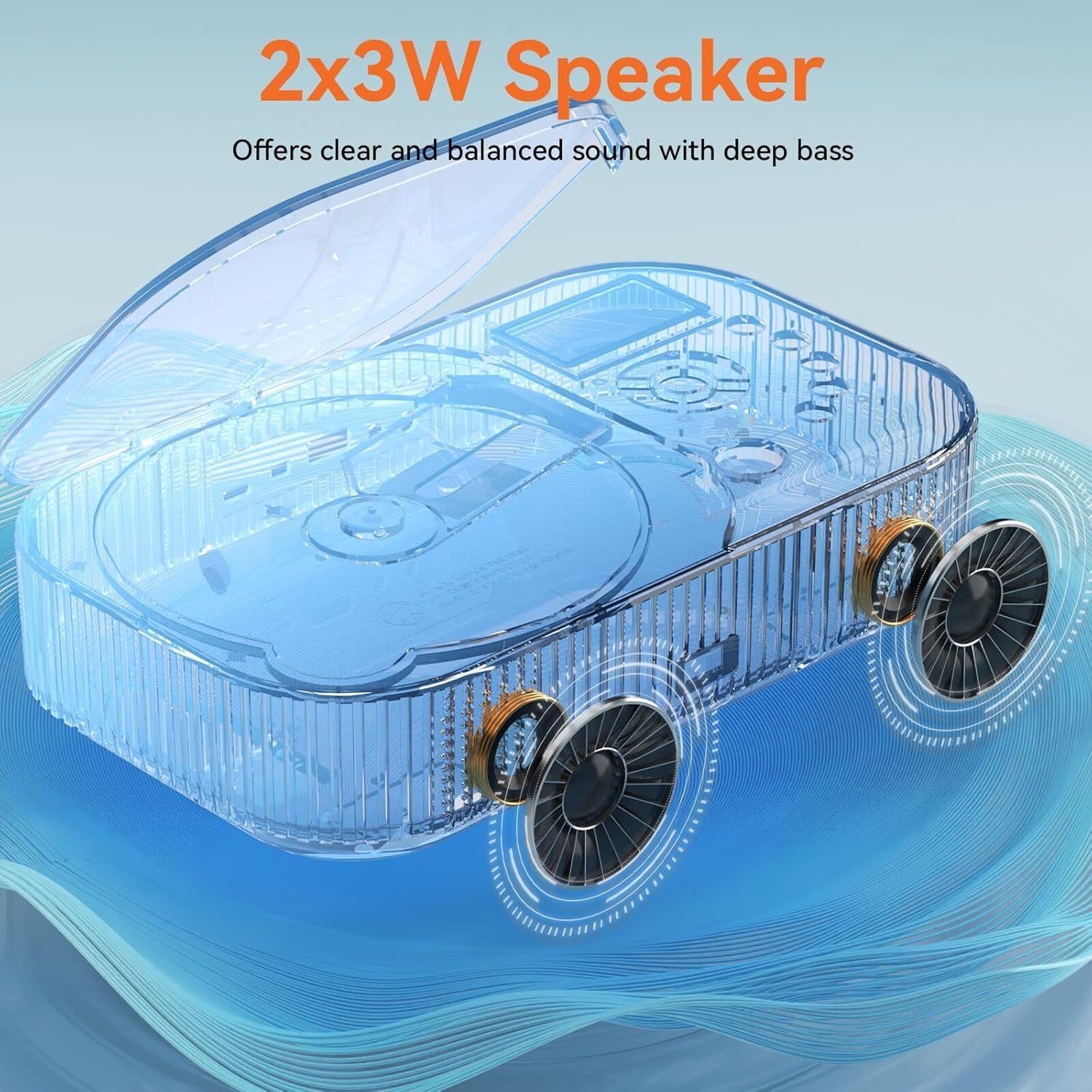 CD Player Portable,MONODEAL Dual Stereo Speakers Portable CD Player with Bluetooth Speakers, 4000mAh Rechargeable Player for Car/Home with Remote Control, Support USB/AUX,Headphone Jack