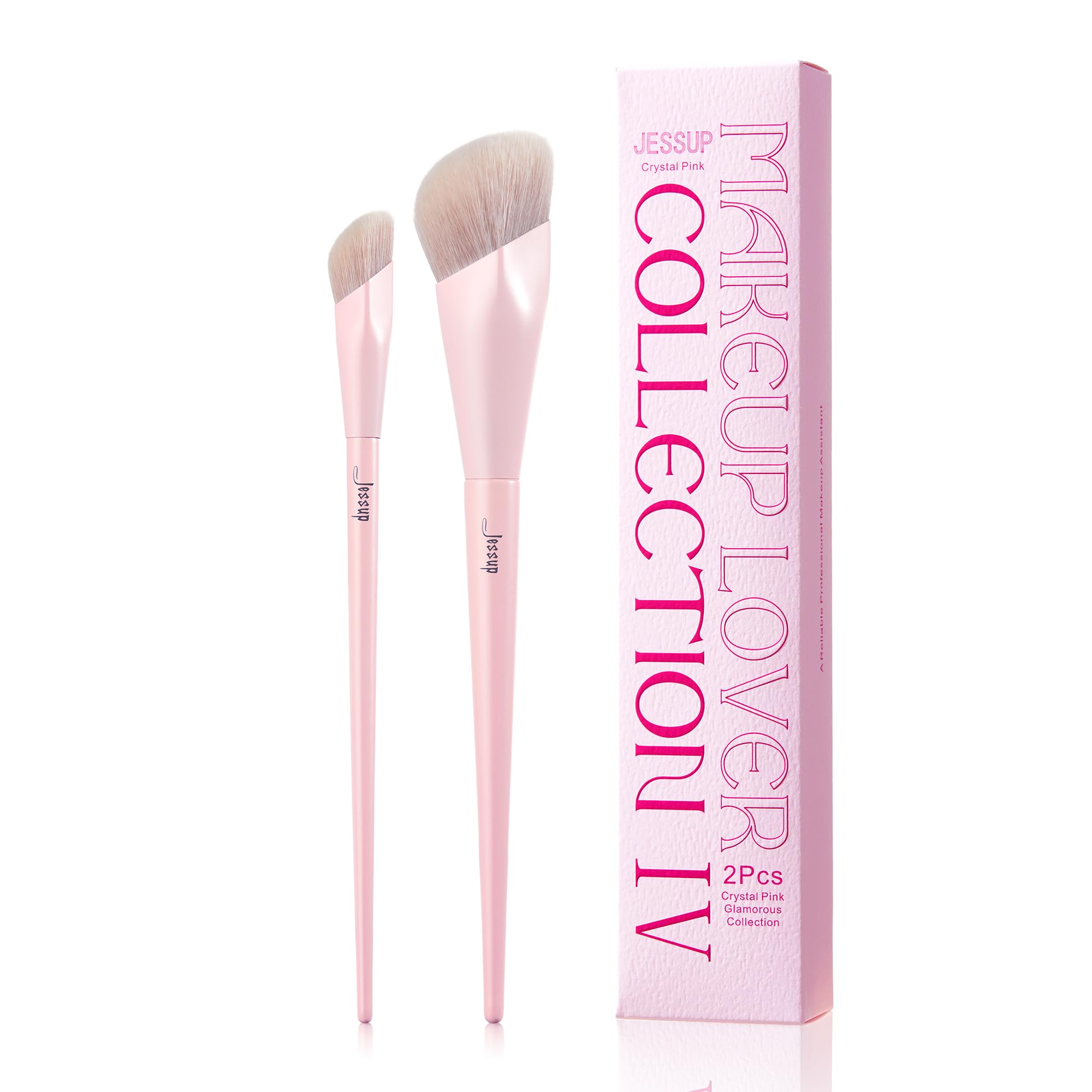 Photo 1 of Jessup Foundation Brush and Concealer Brush, Pink Makeup Brushes Set 2Pcs Premium Synthetic Face Make up Brushes for Liquid Cream, T497
