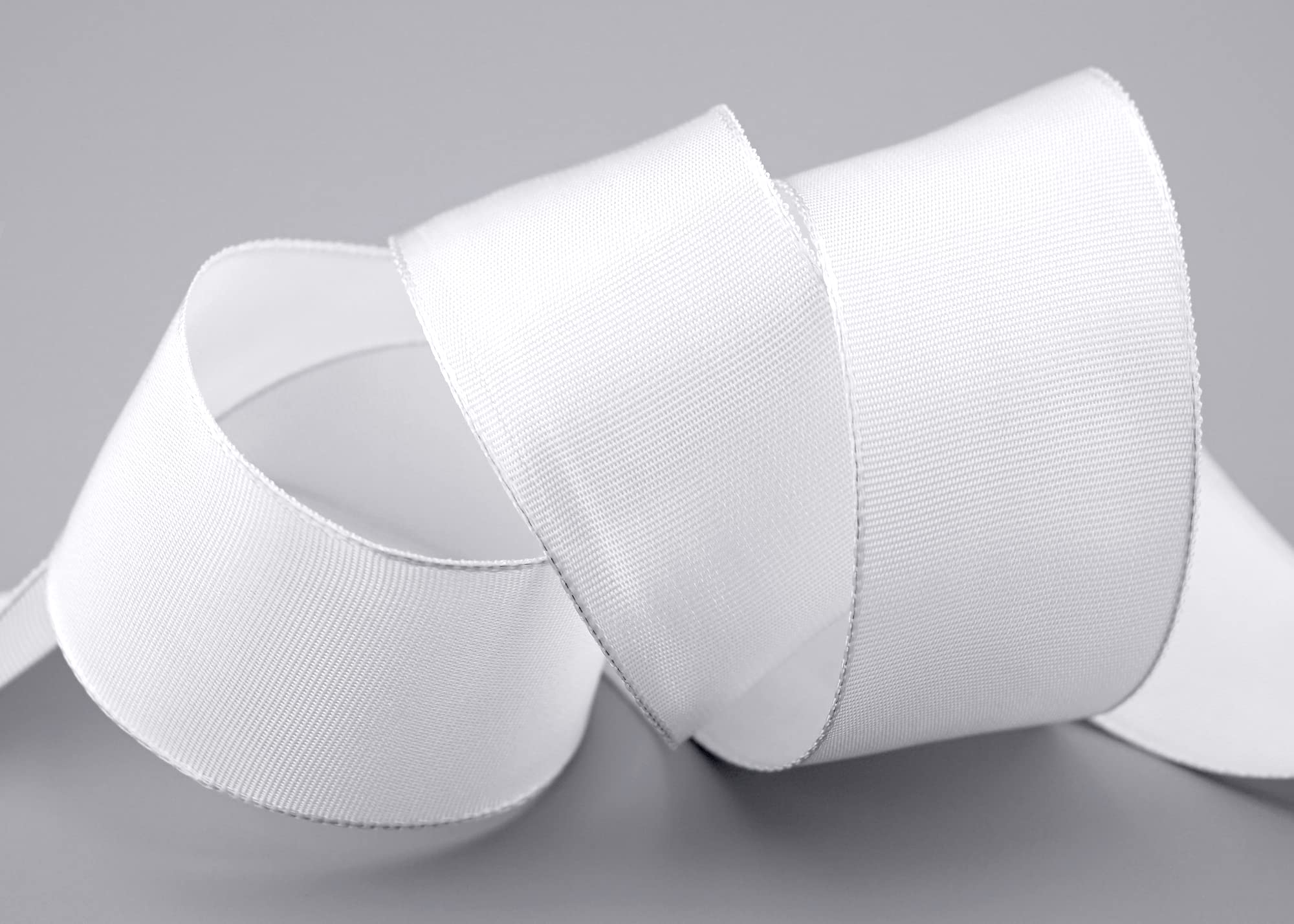 finemark 25 m x 40 mm Wired Edge Ribbon Leo White (601) Decorative Ribbon with Wired Edges Plain Gift Ribbon Fabric Ribbon Ribbon Visco Wire Made from Renewable Raw Materials Biodegradable