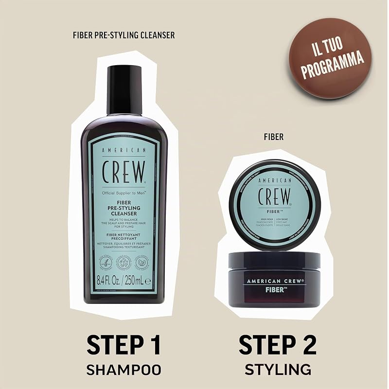Fiber, Cera Capelli Uomo, Tenuta Forte & Finish Opaco, Texturizza & Ispessisce i Capelli, 85g