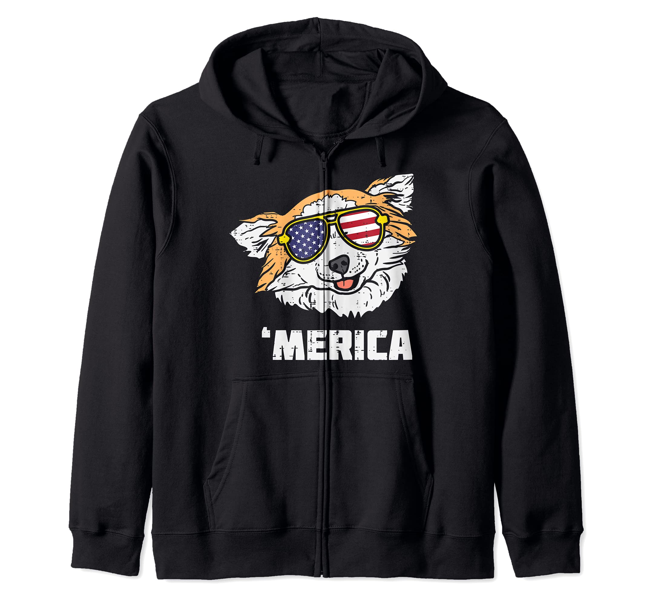 Chihuahua Merica Chiwawa American USA 4th Of July Fourth Dog Zip Hoodie