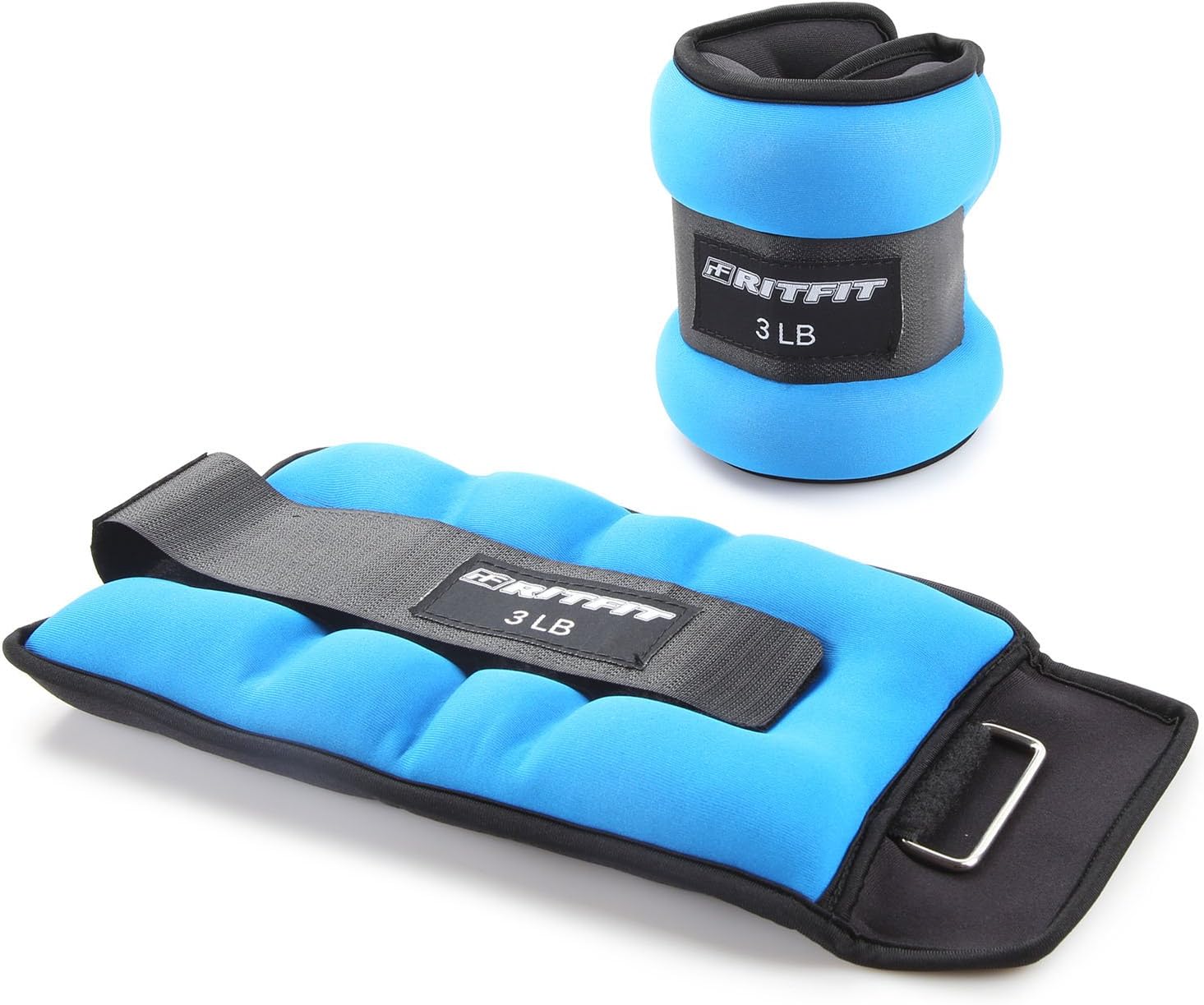 RitFit Ankle/Wrist Weights (1 Pair) with Fully Adjustable Strap for Arm, Hand & Leg - Best for Walking, Jogging, Gymnastics, Aerobics