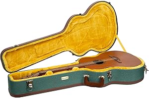 Crossrock Master Series OM Acoustic Guitar Case for Martin 000-14 Fret | Malachite Blue Eco Tweed Fabric, Re-Engineered Shell, Leather Handle & Gold Velvet Interior(CRW720OMMB)
