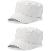 2 Pack Cadet Army Caps Cotton Military Style Patrol Hats Adjustable Veteran Flat Top Hat