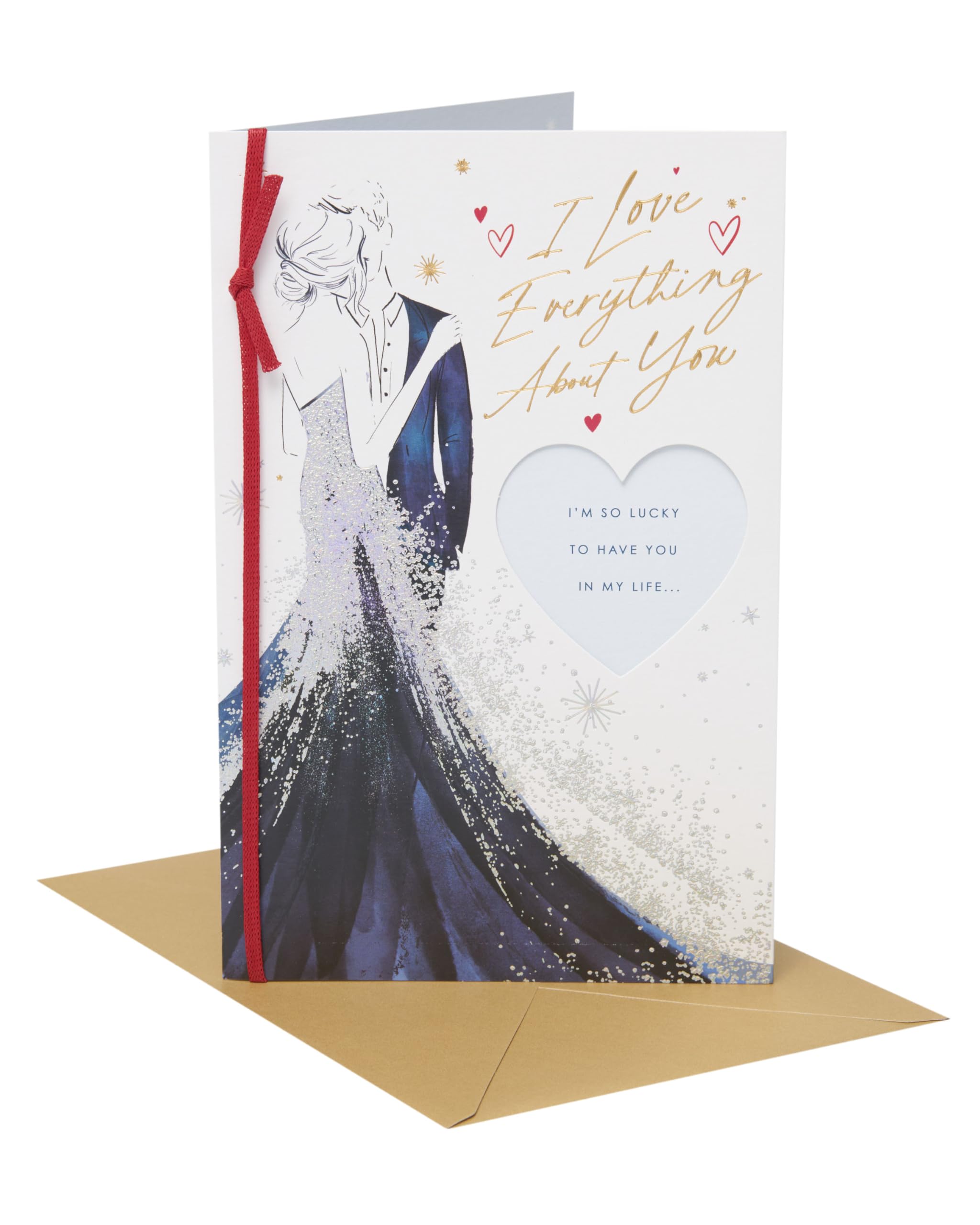 UK Greetings | Valentine's Day Card for The One I Love | I Love You Presents | Her/Him | Gold Font Design | With Envelope | 186mm x 186mm