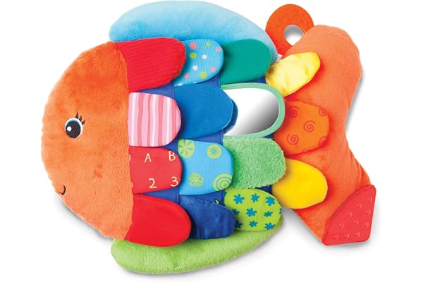 Melissa & Doug K’s Kids, Flip Fish Stuffed Animal, Soft Baby Book, Multi-Textured Squeaking & Crinkling Infant Sensory Toys for Babies with Baby Mirror, Tummy Time Toys for Infants Ages 0–9 Months