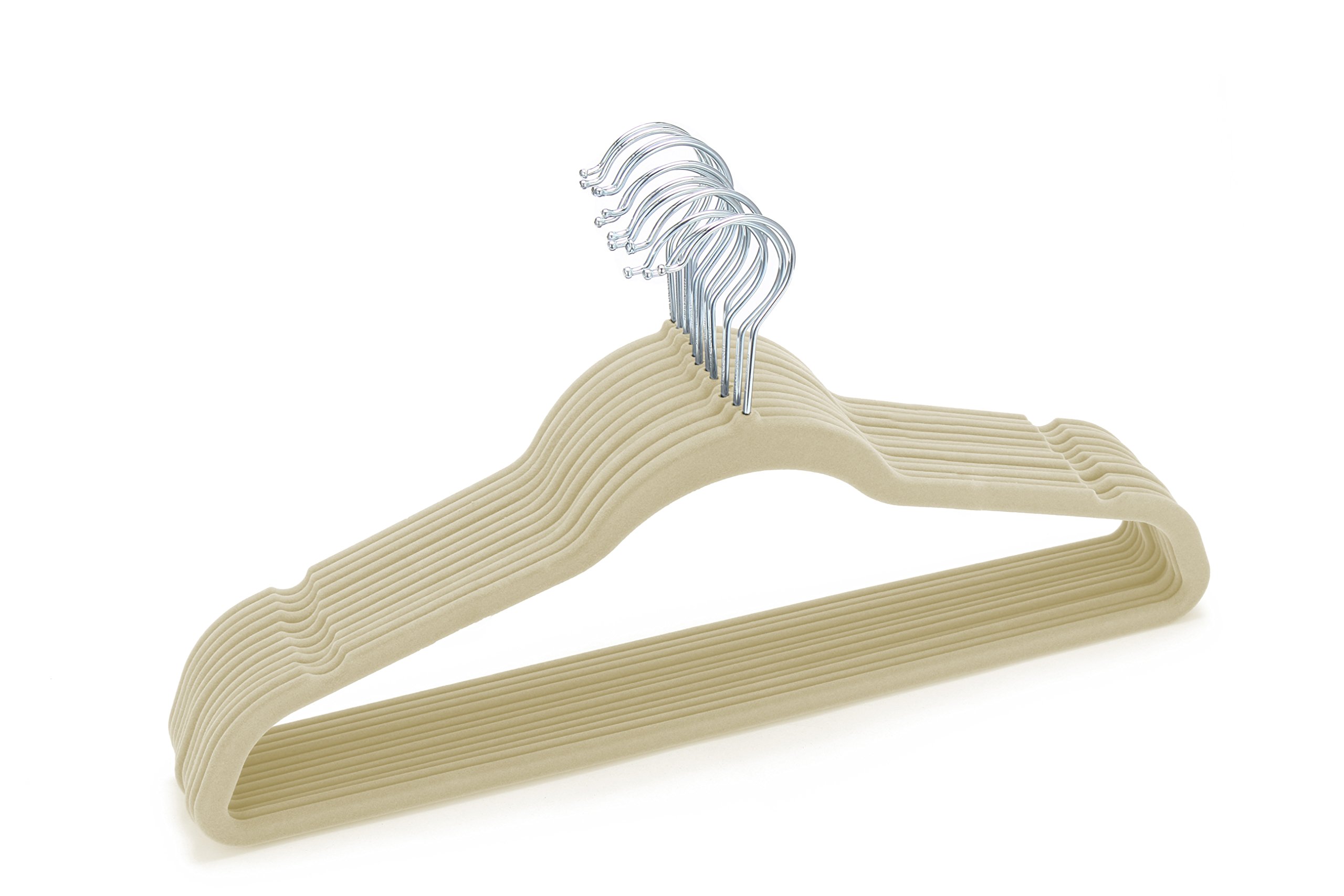 Jeronic 50 Pack Beige Velvet Hangers Clothes Hangers Velvet Hanger