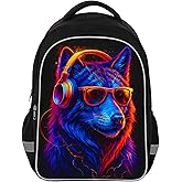 HiMagics School Backpack for Boys 17" Boys Backpack for Kids Children Teens Elementary Middle School - Students Bookbag Ages 6-18 Travel Back Pack Wolf