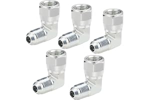 ANCIMOON 3/8’’ hydraulic fittings 90 degree, 3/8" Male JIC x 3/8" Female JIC Swivel, 5PCS