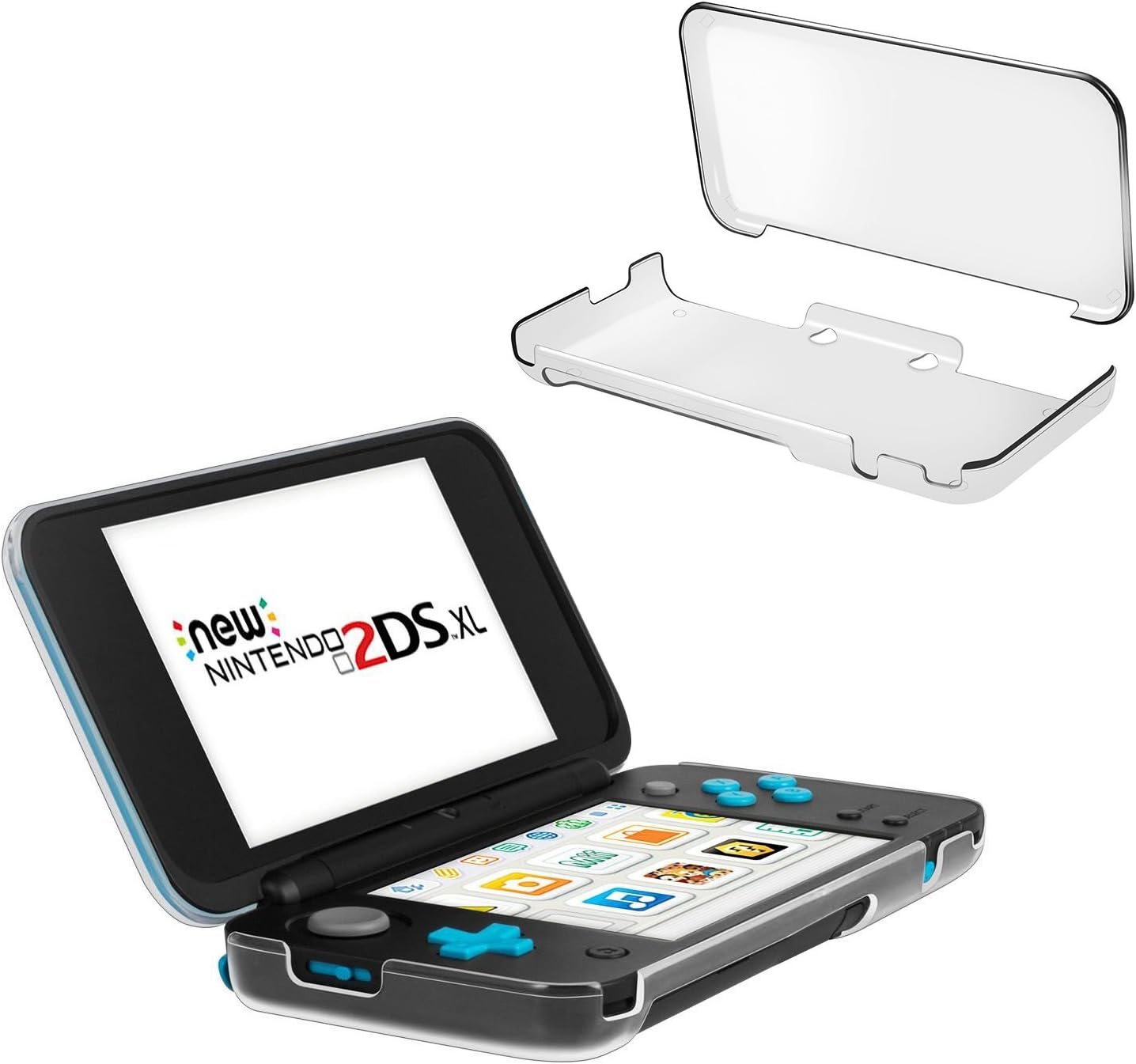AZFUNN New Nintendo 2DS XL Case, Anti-Scratch Hard Shell Protective Cover Crystal Clear Housing Case for New Nintendo 2DSXL & LL 2017 Game Console