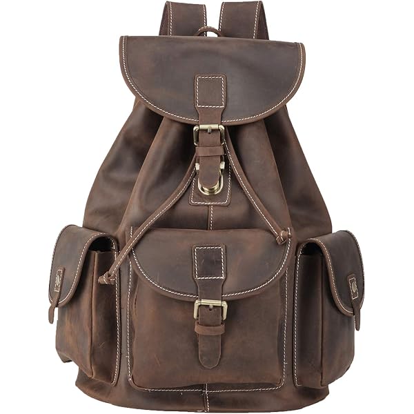 amazon leather backpack men Lakshigo Genuine Laptop for & Women, 16 Inch Vintage Brown Leather Backpack, Professional Work Computer Bag, Travel Rucksack for Office, Business & College : Electronics a padded laptop sleeve Genuine Leather Backpack Men Casual
