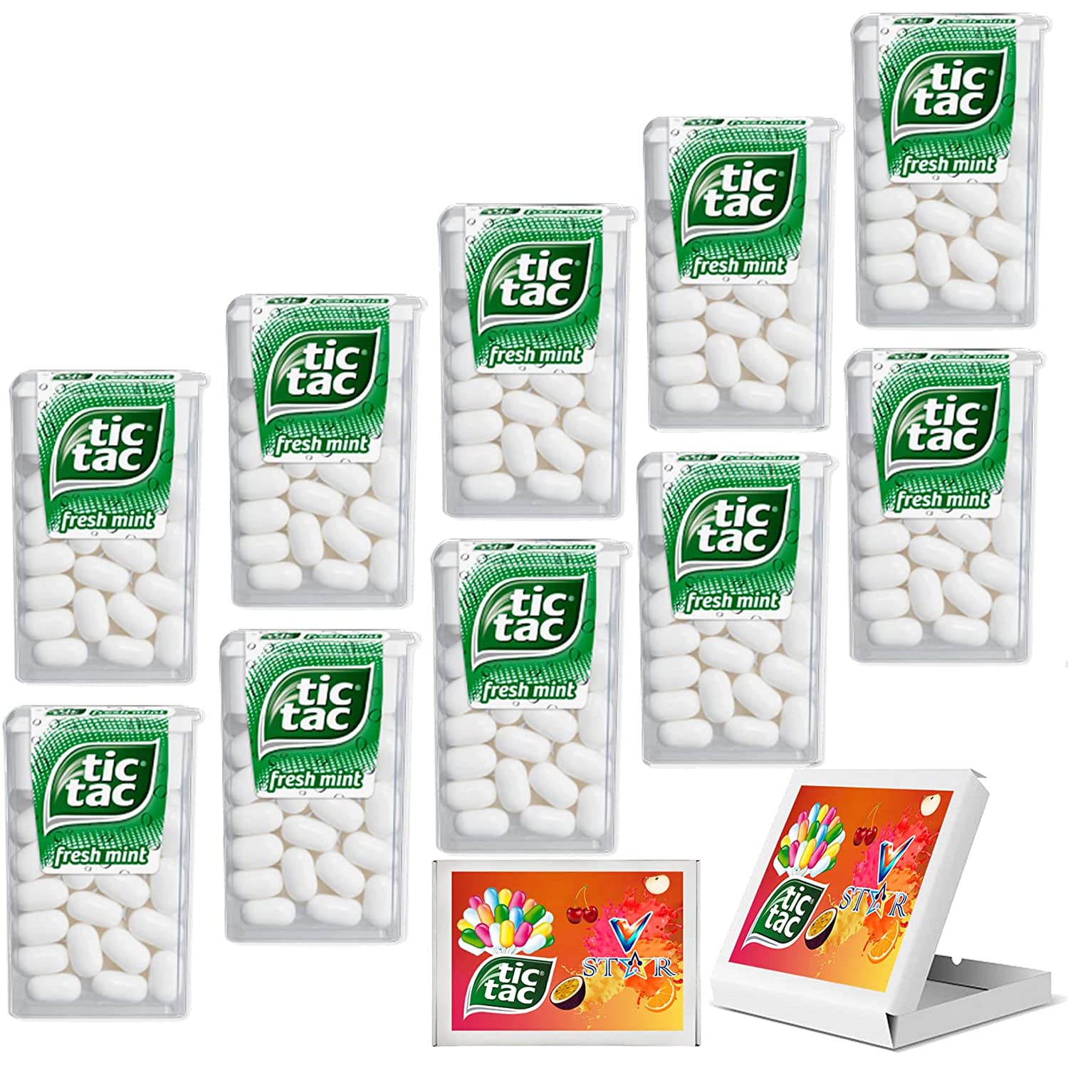 10 x TIC TAC Variety Flavours Sweets (18g x 10) (Fresh Mint) VSTAR