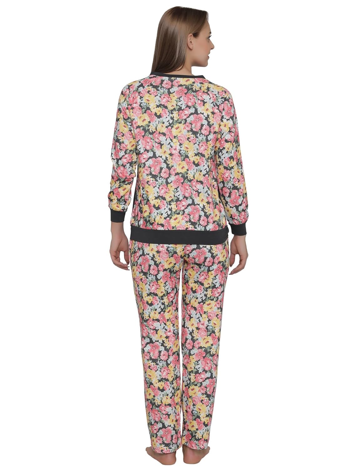 clovia women's warm floral print top & pyjama set