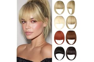 Leterly Bangs Hair Clip in Bangs for Women Thick French Fake Bangs Clip in Hair Extensions Fringe with Temples Hairpieces for Daily Wear Ash Blonde