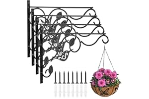 Vumdua Hanging Plants Bracket, 4 Pack 12 inch Wall Planter Hook with Iron Screws Included, Decorative Plant Hanger for Bird Feeders, Wind Chimes Indoor, Lantern, Flower Pot,Outdoor Indoor Patio Decor