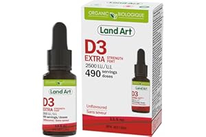 Certified Organic Vitamin D3 (490 Drops/Servings) - Extra Strength - 2500 IU Per Drop - Immune System Support - GMO Free - Gl