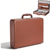 LOCKCURX Briefcases for Men, Anti-Theft Longwave Lock Briefcase with 16 Inch Laptop Compartment, Waterproof Faux Leather, Brief Cases Men with Multi File Organizer, Perfect for Office, Travel (Brown)