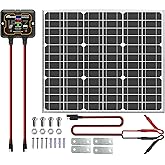 SOLPERK 50W Solar Batery Charger Solar Battery Maintainer + Upgrade 10A MPPT Charge Controller + Adjustable Mount Bracket for Car RV Boat Motorcycle,12V Solar Panel Kit Trickle Charging
