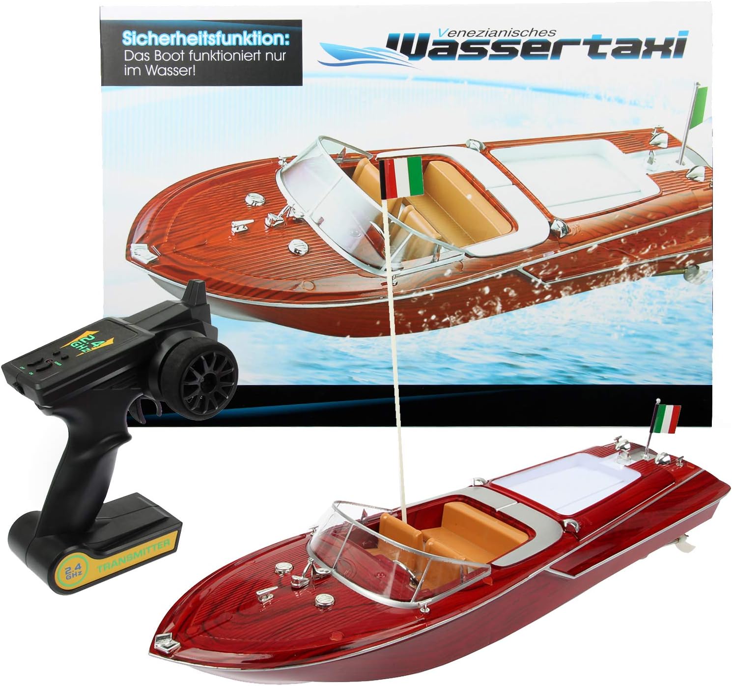 FunTomia Motorboat in great wood look, remote controlled boat for