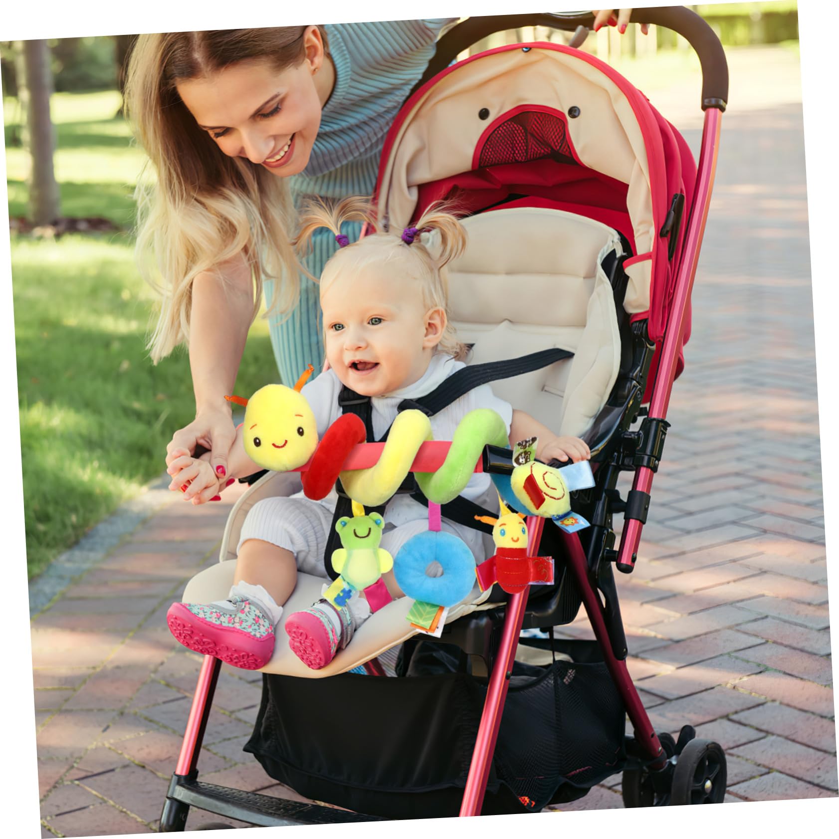 ifundom Car Seat Toys, Toys for Car Seat Crib Mobile Bed Around Rattle Bell Cartoon Insect Stroller Hanging Stuffed Wrap Spiral Safety Plush Toys for Crib Bed Stroller Car Seat Bar