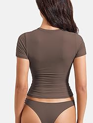 YEOREO Women Fitted Workout Tops Short Sleeve