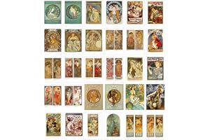 HOSTEESSCHOICE Beautiful Art Postcards set of 30 Post card of Alphonse Mucha variety pack Famous Painting Scenery,4 x 6 Inches