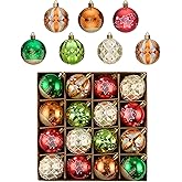 Christmas Ball Ornaments Set for Tree Decorations, 16ct 2.36" Red Gold Green Colorful Shatterproof Plastic Xmas Balls Decor Hanging Ornament Bulk for Holiday Wedding Birthday Party