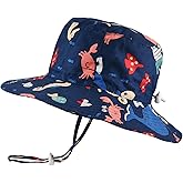 Baby Sun Hat Adjustable - Toddler Kids Beach Pool Bucket UPF 50+ Wide Brim Chin Strap Summer Play Hat