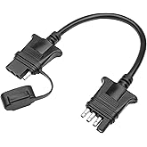 MECMO 4-Pin Flat Trailer Extension Cable 12 Inch, Heavy Duty 18AWG Copper 4 Way Wiring Connector Harness, Vehicle-Side and Tr