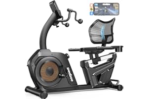 pooboo Recumbent Exercise Bike, Stationary Bikes for Home with Arm Exerciser, Magnetic Recumbent Bike with Ergonomic Backrest & Comfortable Seat, Smart APP, Pulse Sensor, 400LBS Weight Capacity