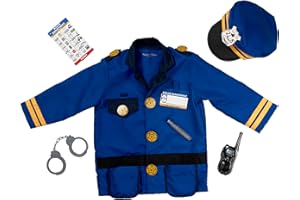 Melissa & Doug Police Officer Costume Dress-Up Set for Kids (8-Piece) – Pretend Play Uniform with Badge, Hat, Handcuffs & Accessories – Role Play Outfit for Toddlers & Children Ages 3+