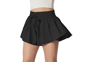 IUGA Girls Butterfly Shorts with Pockets Athletic Flowy Preppy Clothes Running Tennis Dance Cheer 2 in 1 Shorts Teen Girls