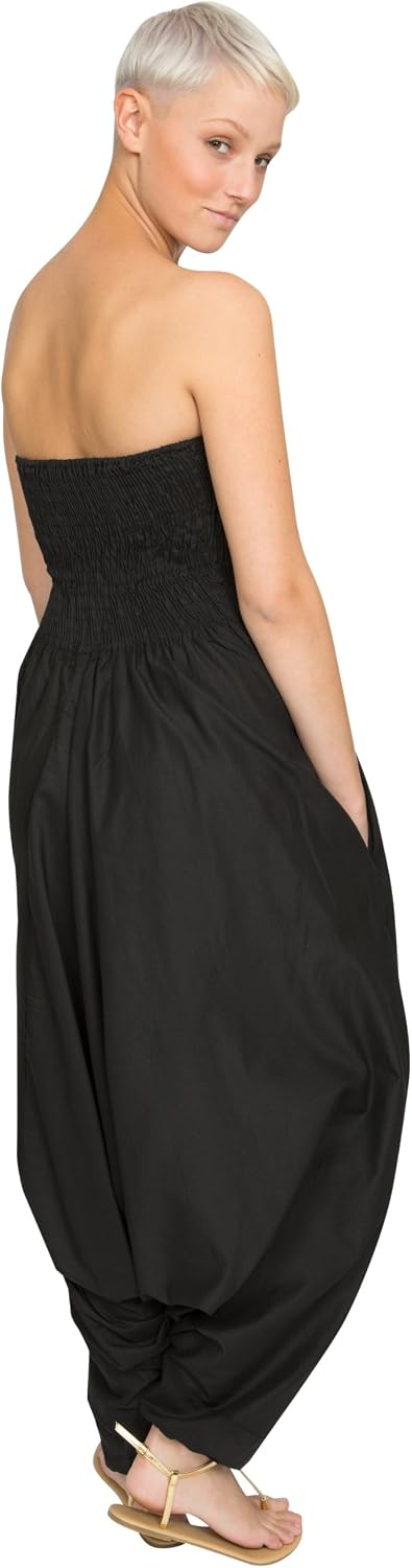 Cotton Maxi Harem Trouser Jumpsuit Black (One Size) - Image 5