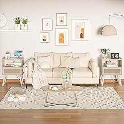 Lerliuo Rattan Nightstand with Charging