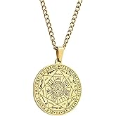 Chiorgone Seven Archangels Seal Necklace - Gold Titanium Steel Amulet Pendant for Men Women Protection & Spiritual Guidance