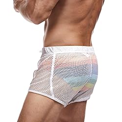 FIROTTII Mens Mesh Shorts Sexy Boxers See Through