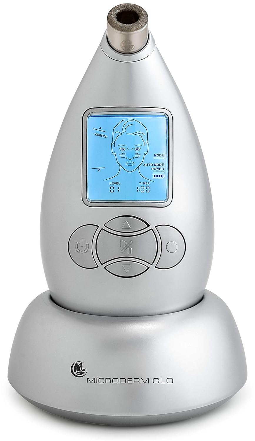 Microderm GLO Diamond Microdermabrasion Machine and Suction Tool - Clinical Micro Dermabrasion Kit for Tone Firm Skin, Advanced Home Facial Treatment System & Exfoliator For Bright Clear Skin: Beauty