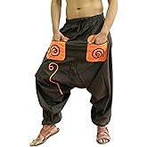 SARJANA HANDICRAFTS Men's Cotton Pockets Harem Yoga Baggy Genie Hippie Pants