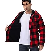 Yafanqi Mens Thick Heavy Warm Sherpa Lined Fleece Plaid Jackets Coat Full Zip Up Hoodie Winter Outwear Big and Tall