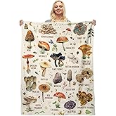 Mushroom Blanket, Mushroom Gifts for Women Men, Mushrooms Illustration Throw Blanket, Soft Cozy Flannel Fleece Mushrooms Decorations Blankets Throw for Bed Couch Sofa Home Decor 50''x 40''