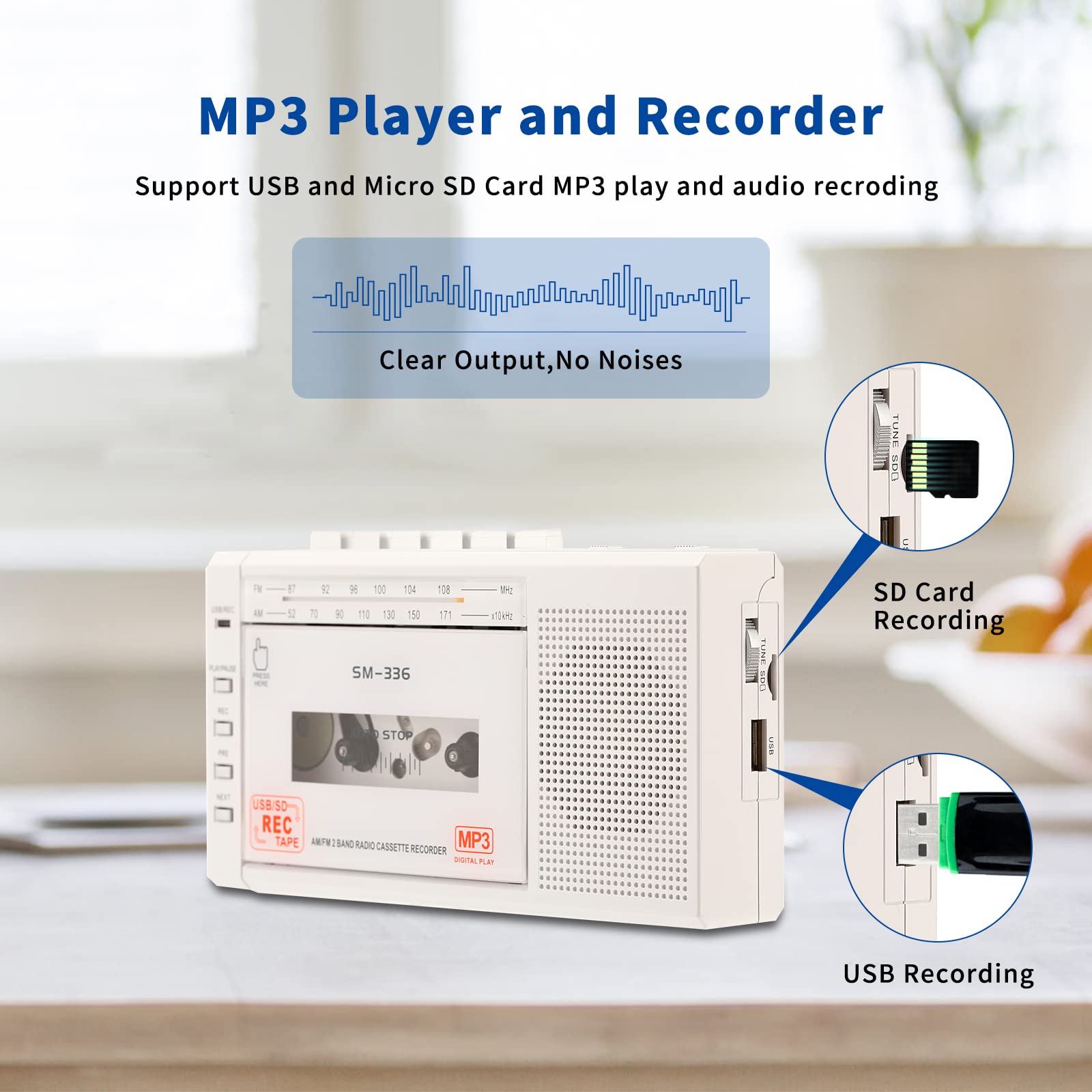 SEMIER Portable Cassette Player Recorder, Cassette To MP3 Digital