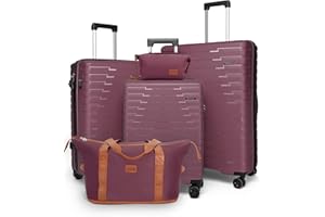 Cosbarn Luggage Sets 5 Piece, Suitcases with Wheels, PP Hard Case Luggage with Upgraded Shock-absorbing Spinner Wheel&TSA Lock, Carry On Luggage Set