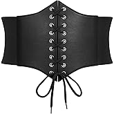JKEEMI Women Corset Belt Elastic Lace-up Wide Waspie Belt Vintage Halloween Punk Costume